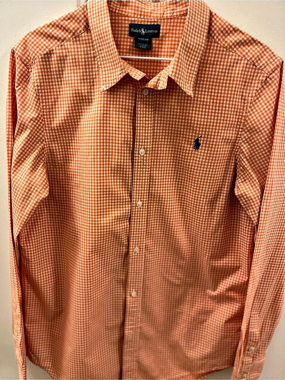 Polo Ralph Lauren Boys’ Gingham Button Down in Orange & White - Size XL (18-20)